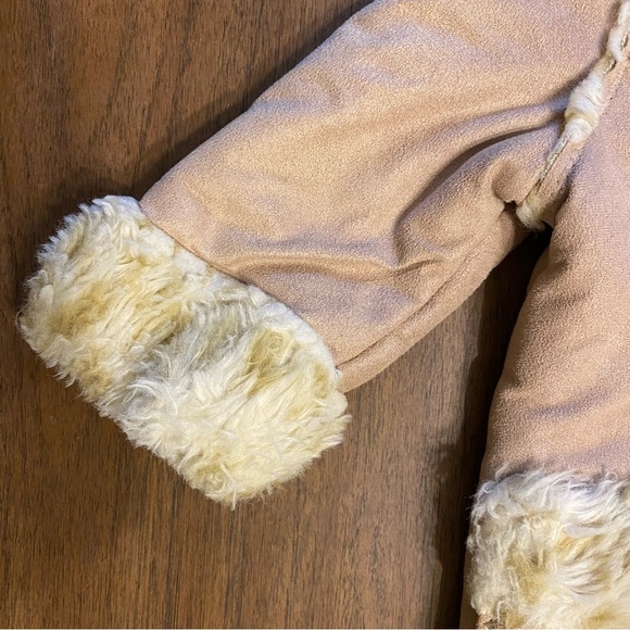 Circo Faux Suede & Shearling Tan Jacket Toddler Size 12M Winter Coat Fur Hood - Picture 5 of 11